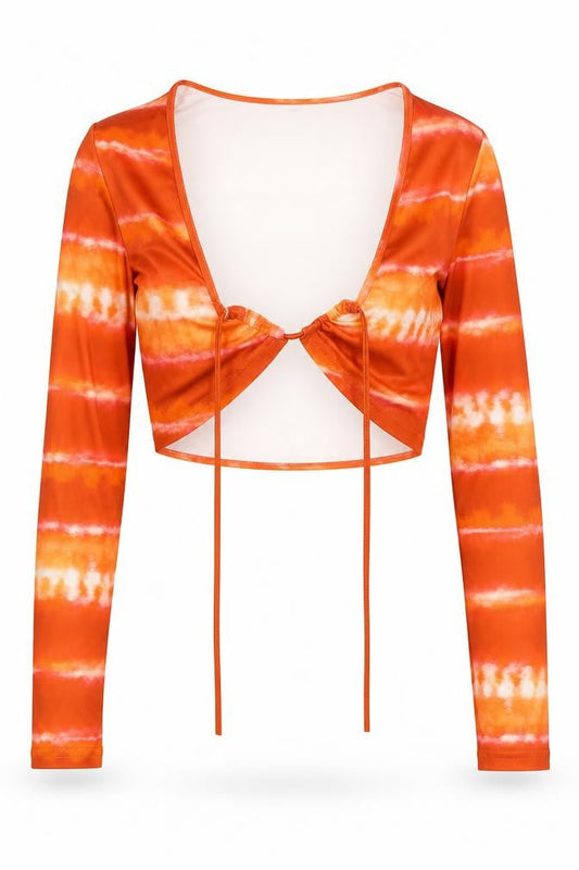 Preworn Womens Orange Geometric Polyester Camisole Blouse Size S V-Neck