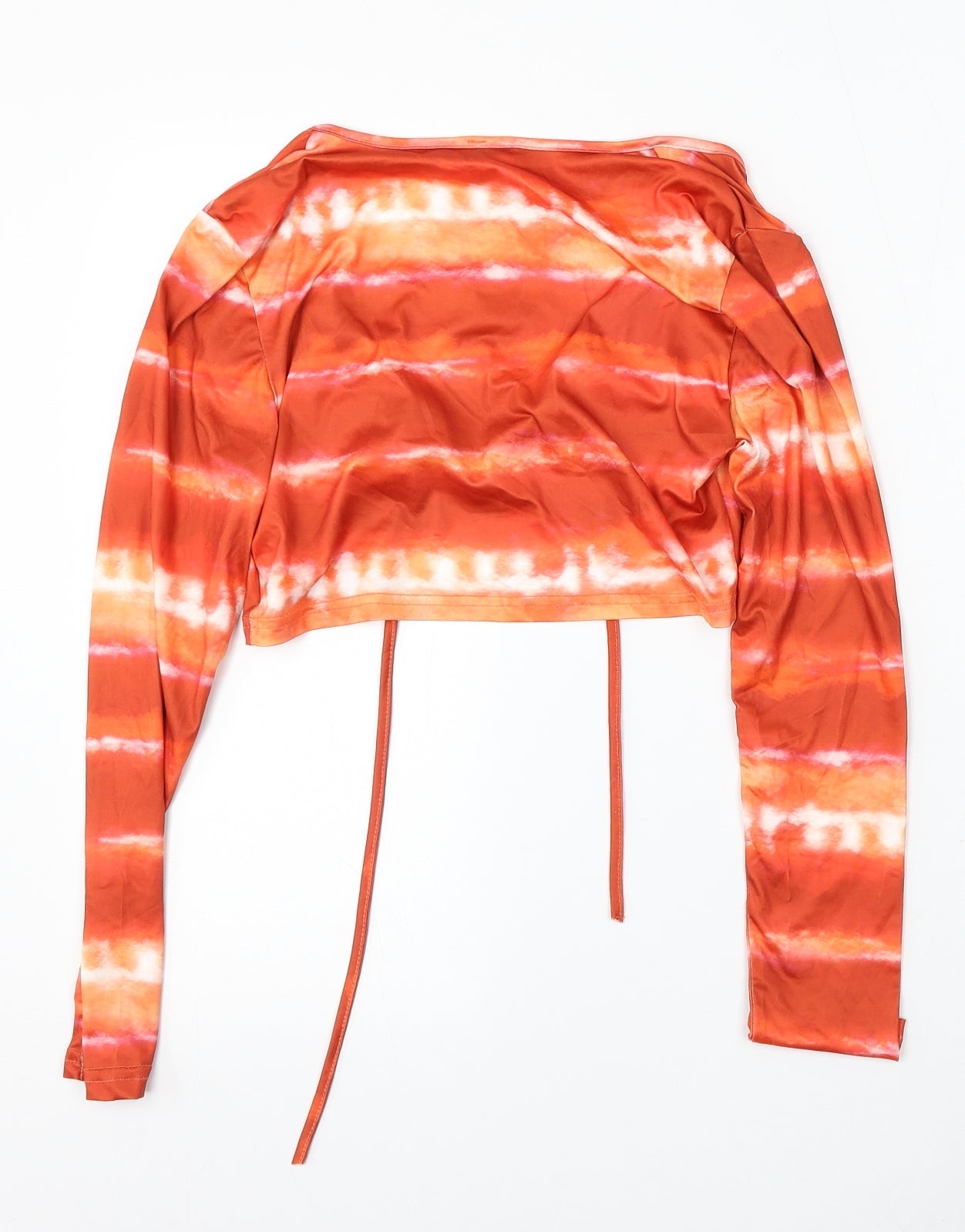 Preworn Womens Orange Geometric Polyester Camisole Blouse Size S V-Neck