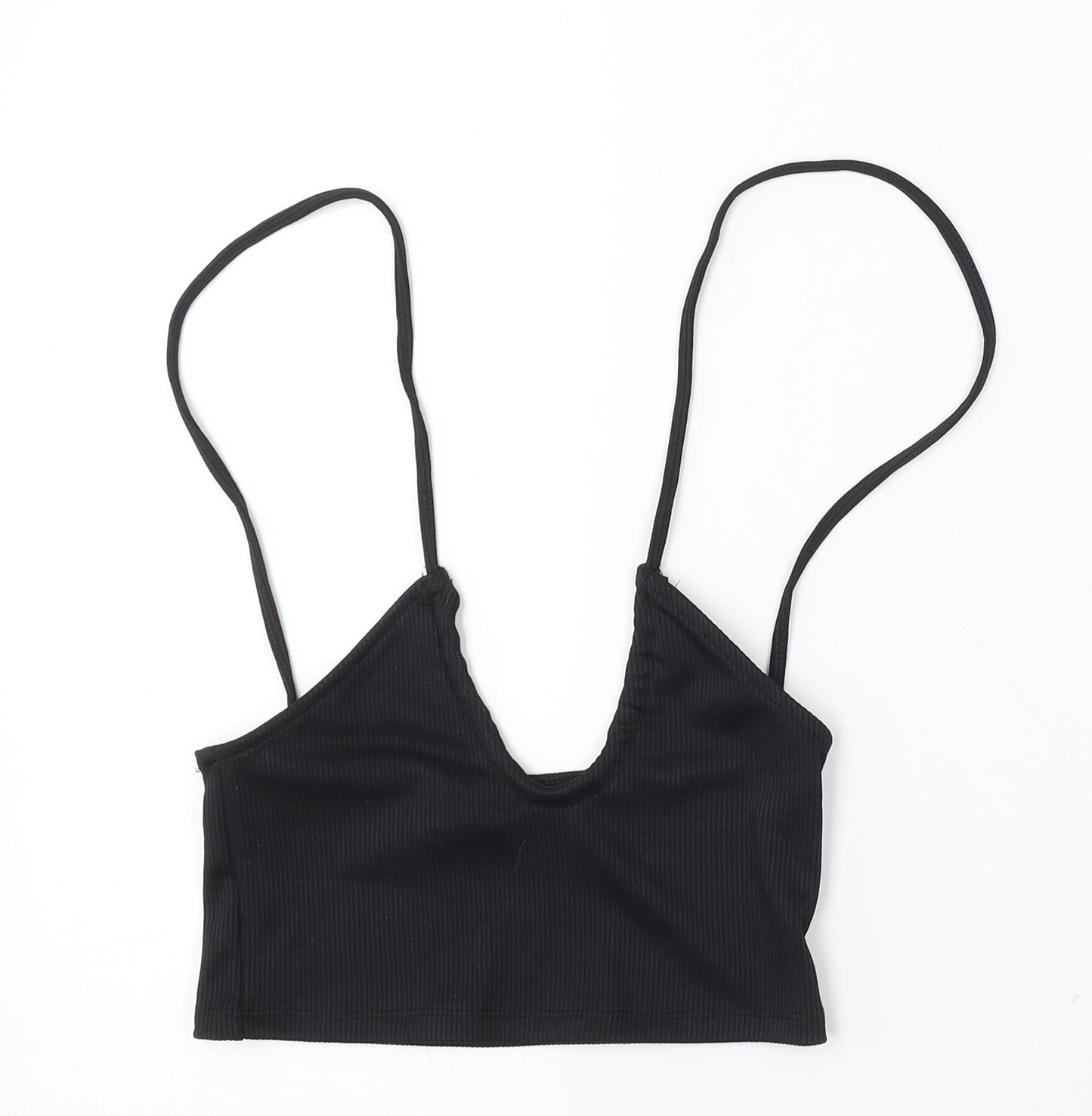 H&M Womens Black Polyester Basic Tank Size S V-Neck