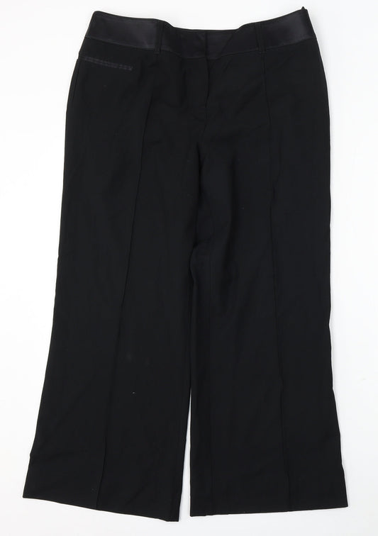 Marks and Spencer Womens Black Polyester Trousers Size 16 L27 in Regular