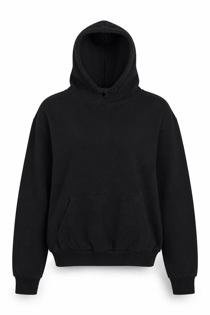 H&M Womens Black Cotton Pullover Hoodie Size S Tie