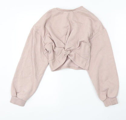 Preloved H&M Womens Pink Round Neck Cotton Pullover Jumper Size XS - Front
