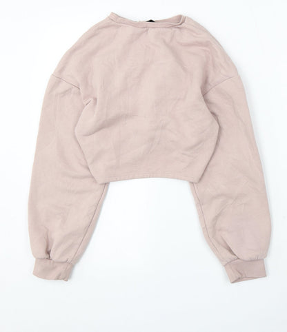 Preloved H&M Womens Pink Round Neck Cotton Pullover Jumper Size XS - Back