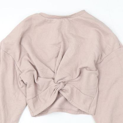 Preloved H&M Womens Pink Round Neck Cotton Pullover Jumper Size XS - Detail