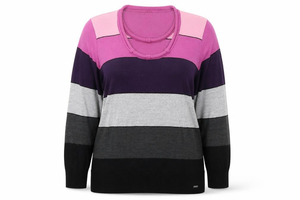 Siegel Womens Multicoloured Round Neck Striped Wool Pullover Jumper Size L
