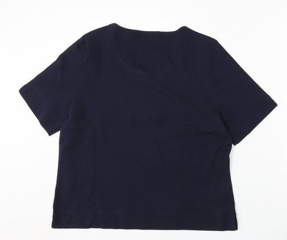 Country Casuals Womens Blue Cotton Basic T-Shirt Size XL Round Neck