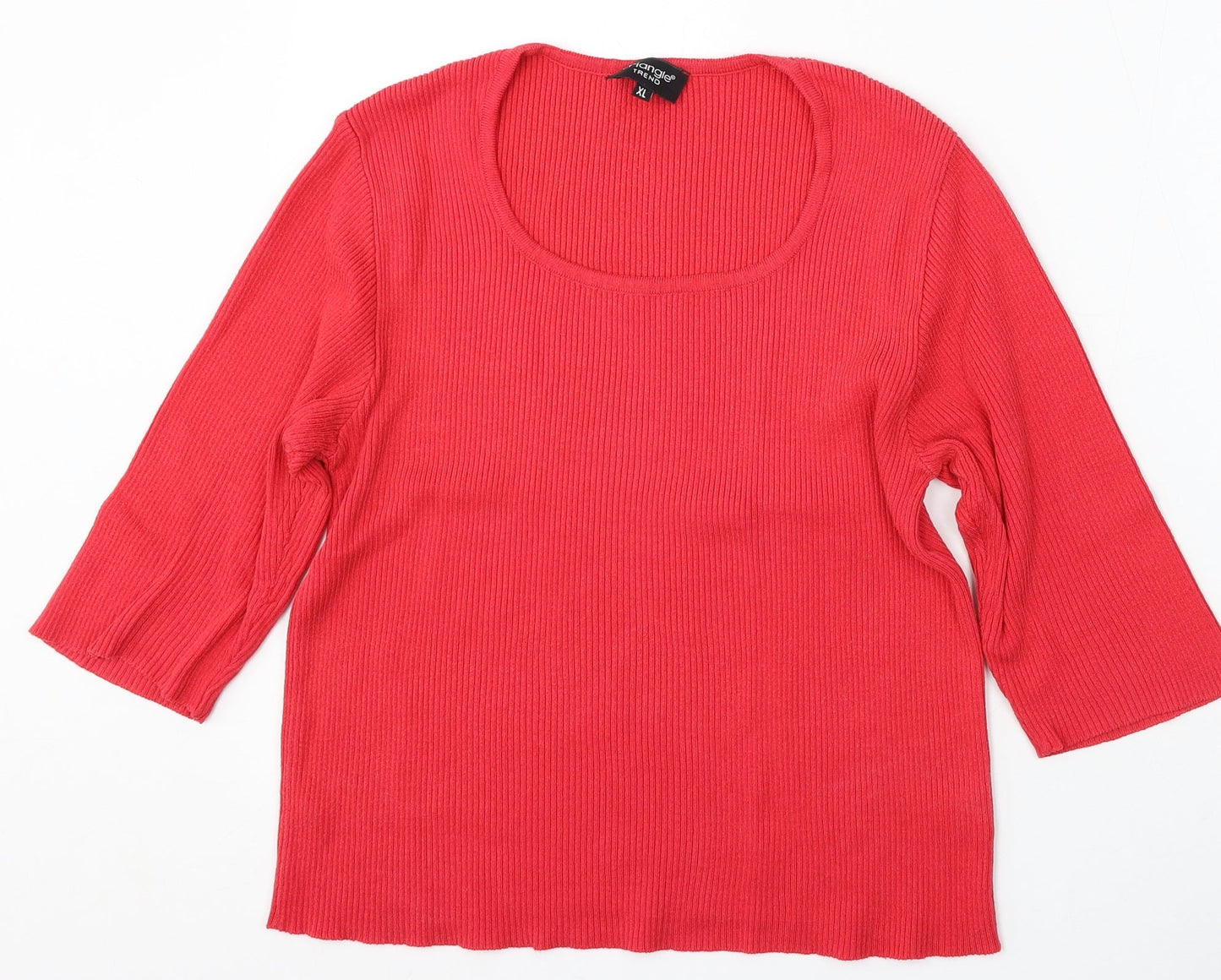 Triangle trend Womens Red Round Neck Cotton Pullover Jumper Size XL
