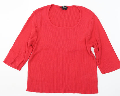 Triangle trend Womens Red Round Neck Cotton Pullover Jumper Size XL