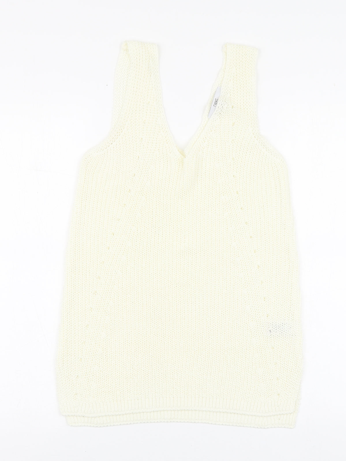 NEXT Womens Ivory Acrylic Basic T-Shirt Size 10 Round Neck