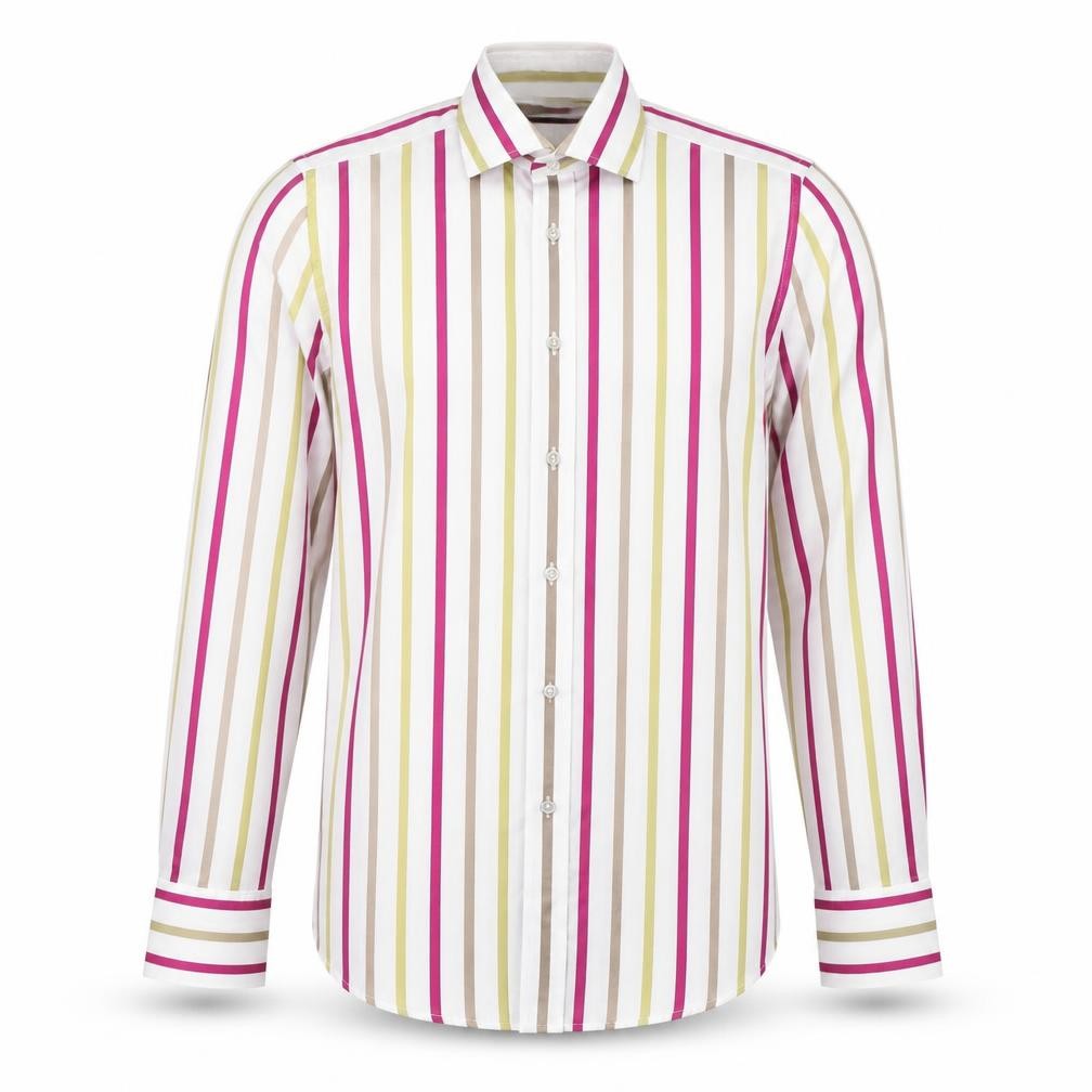 Duchamp Mens Multicoloured Striped Cotton Button-Up Size 15 Collared