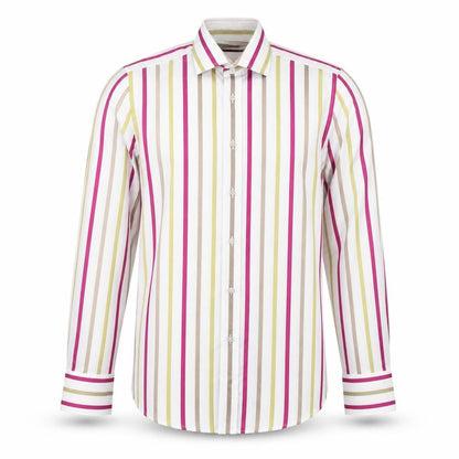 Duchamp Mens Multicoloured Striped Cotton Button-Up Size 15 Collared