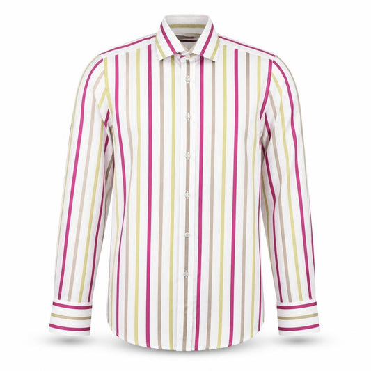 Duchamp Mens Multicoloured Striped Cotton Button-Up Size 15 Collared