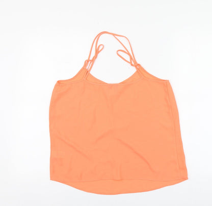 Papaya Womens Orange Polyester Basic Blouse Size 12 Round Neck