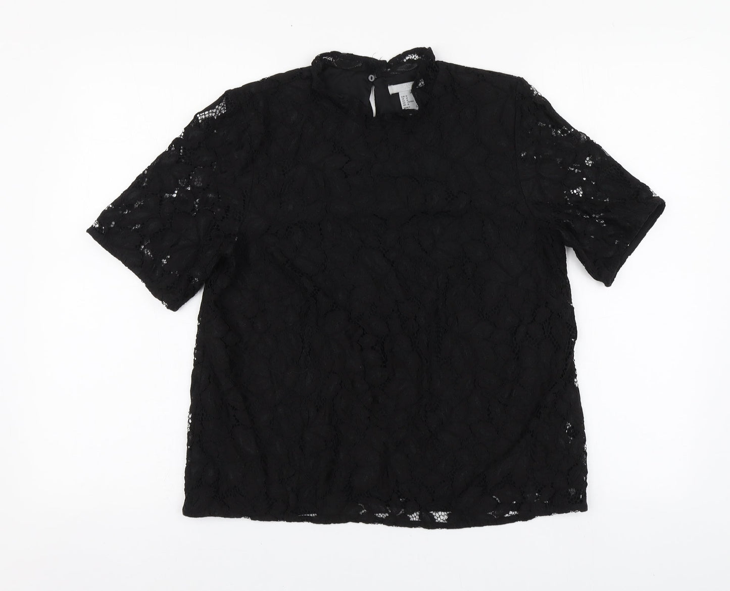 H&M Womens Black Polyamide Basic Blouse Size M Round Neck