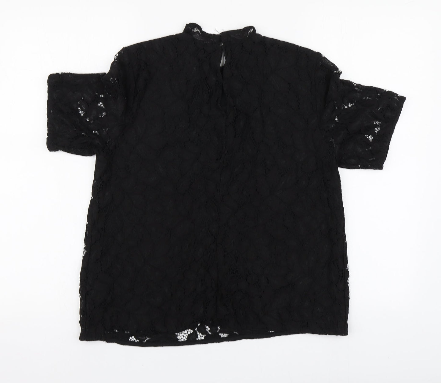 H&M Womens Black Polyamide Basic Blouse Size M Round Neck