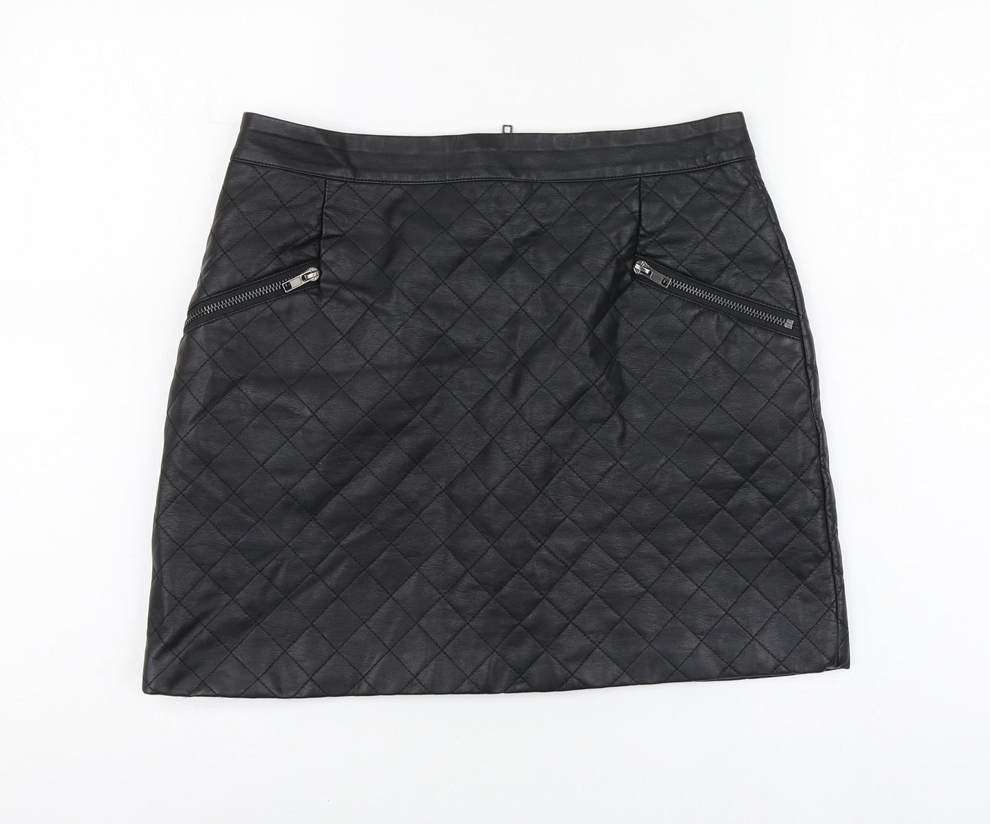 By Very Womens Black Polyurethane Mini Skirt Size 10