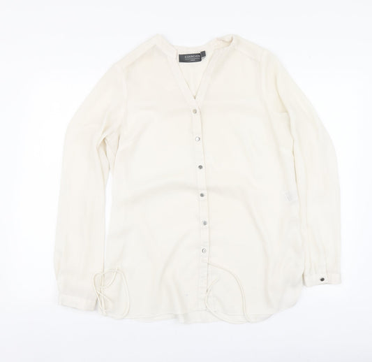 Coercion Womens Beige Polyester Basic Blouse Size S V-Neck