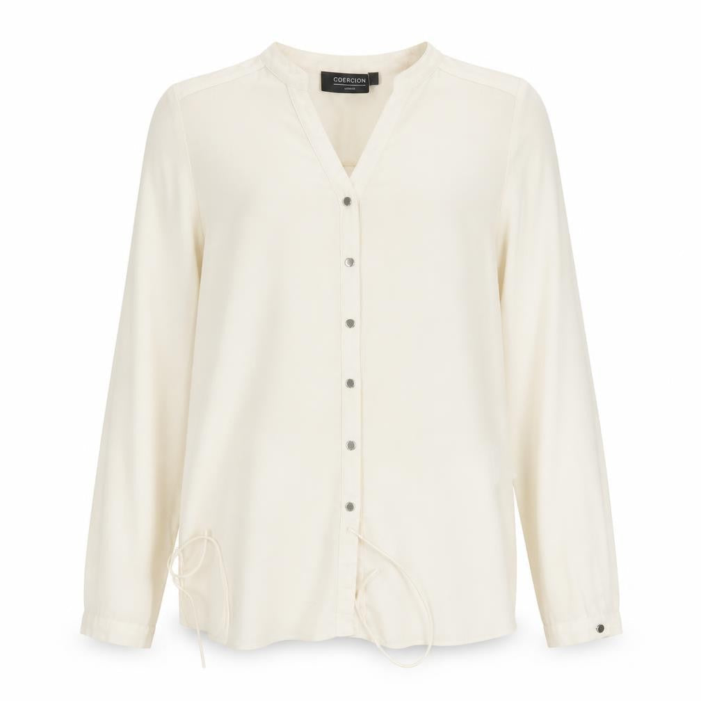 Coercion Womens Beige Polyester Basic Blouse Size S V-Neck