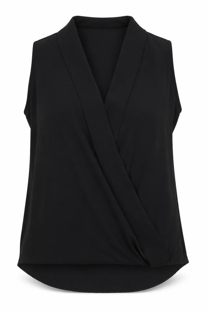 Paraphrase Womens Black Polyester Basic Blouse Size S V-Neck