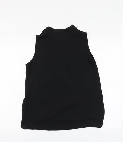 Paraphrase Womens Black Polyester Basic Blouse Size S V-Neck