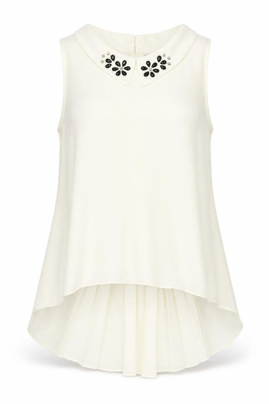 F&F Womens Ivory Polyester Basic Blouse Size 8 Round Neck