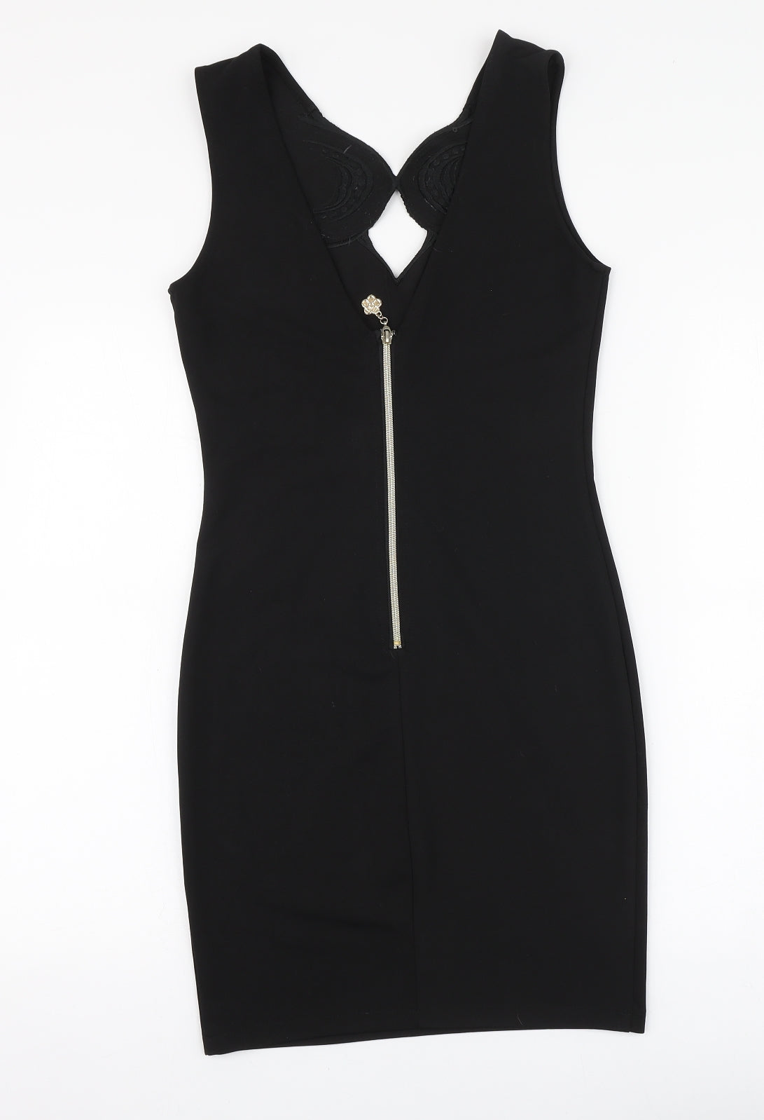 Reimi.Co Womens Black Polyester A-Line Size M V-Neck
