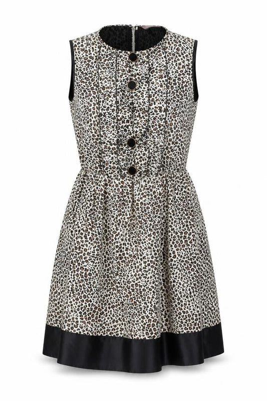 A wear Womens Brown Animal Print Polyester Skater Dress Size 10 Round Neck