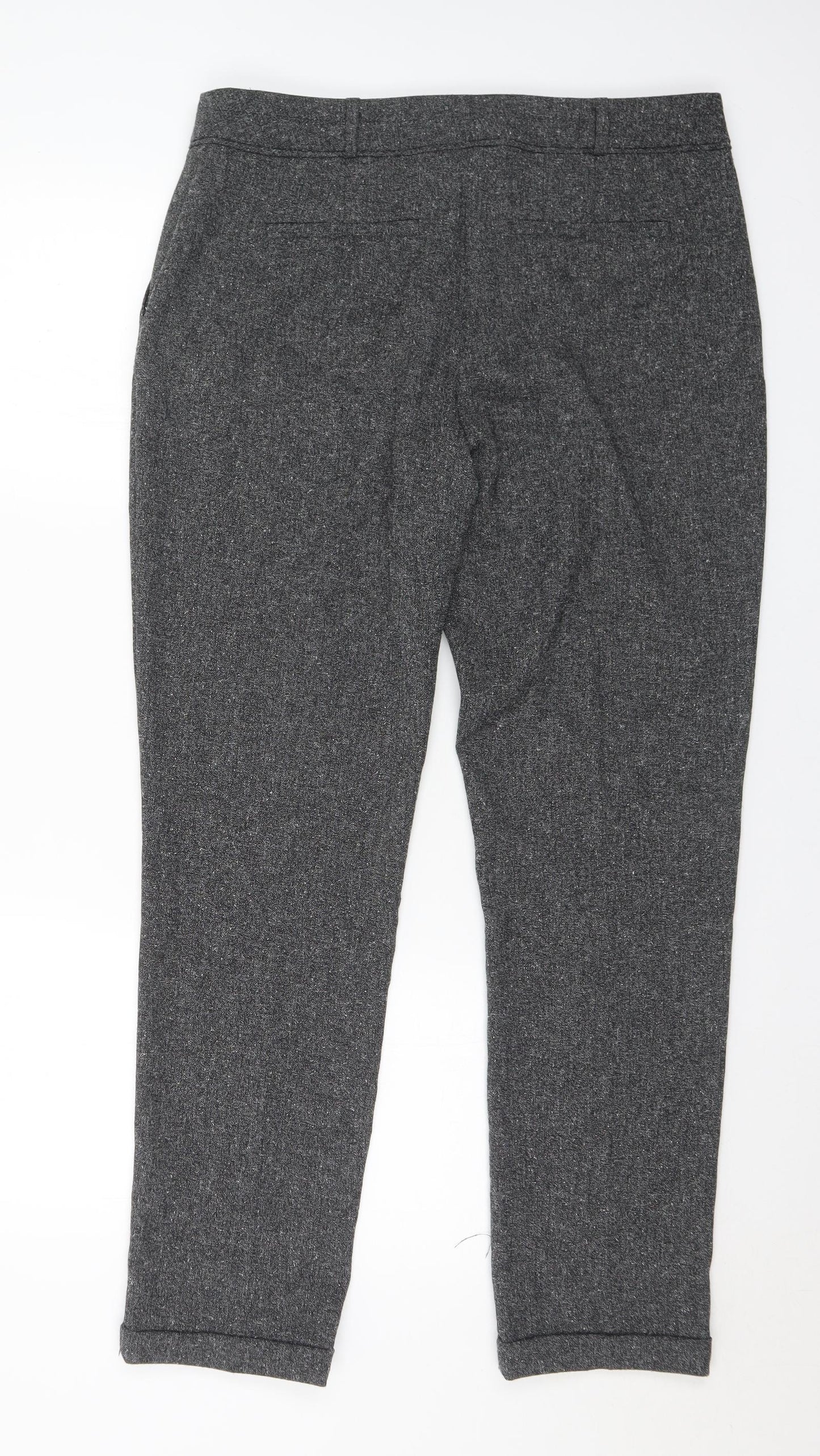 M&Co Womens Grey Polyester Trousers Size 14 L30 in Regular Hook & Eye