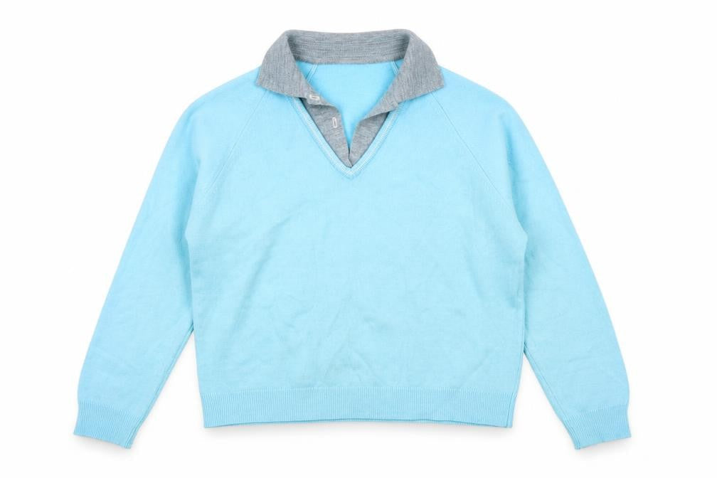 Preworn Womens Blue Collared Acrylic Pullover Jumper Size M