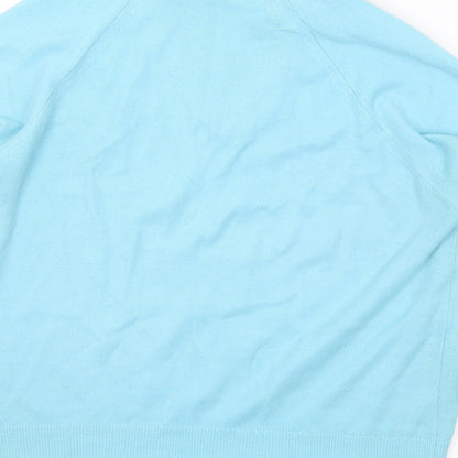 Preworn Womens Blue Collared Acrylic Pullover Jumper Size M
