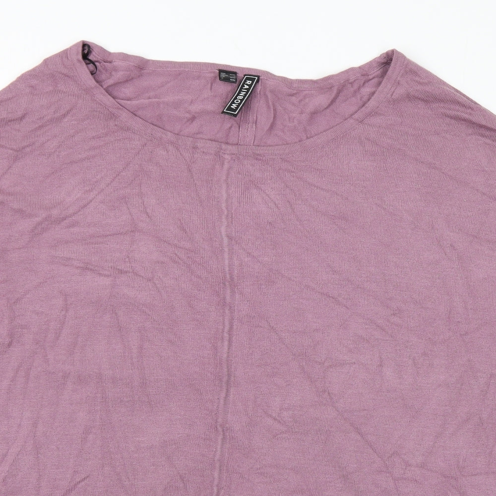 Rainbow Womens Purple Round Neck Viscose Pullover Jumper Size L