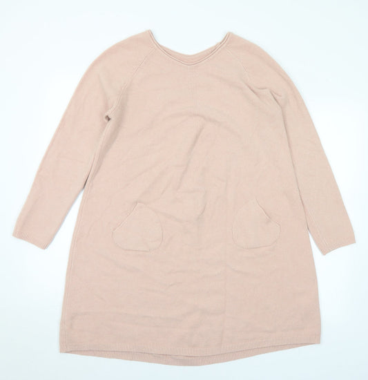 Preworn Womens Pink Viscose Jumper Dress Size M Round Neck