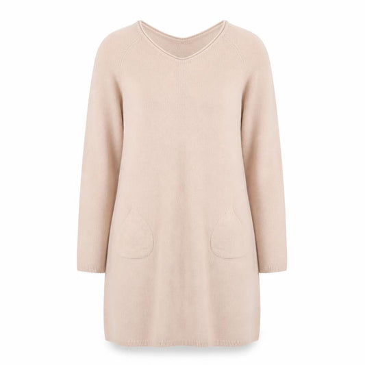 Womens Pink Viscose Jumper Dress Size M Round Neck