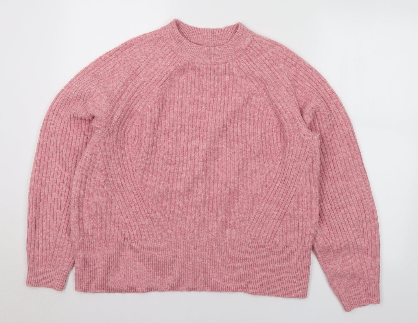 Marks and Spencer Womens Pink Mock Neck Acrylic Pullover Jumper Size M