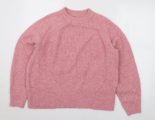 Marks and Spencer Womens Pink Mock Neck Acrylic Pullover Jumper Size M
