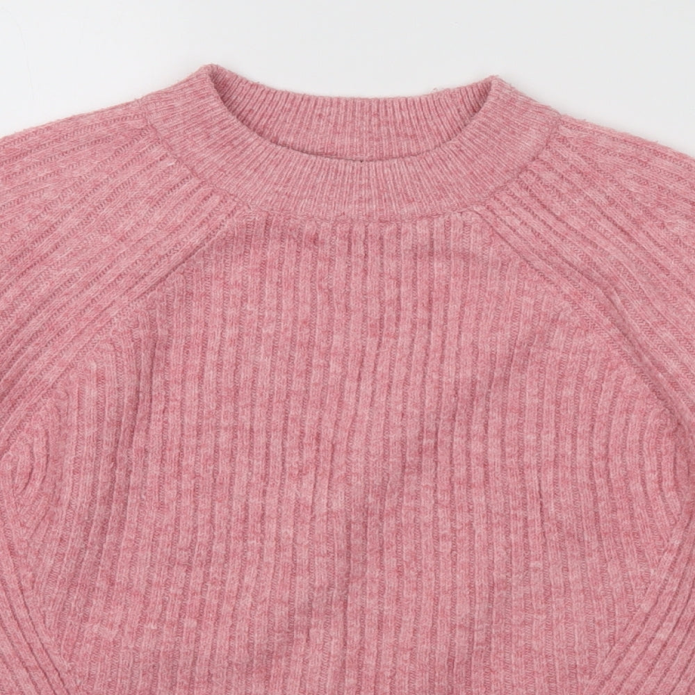 Marks and Spencer Womens Pink Mock Neck Acrylic Pullover Jumper Size M