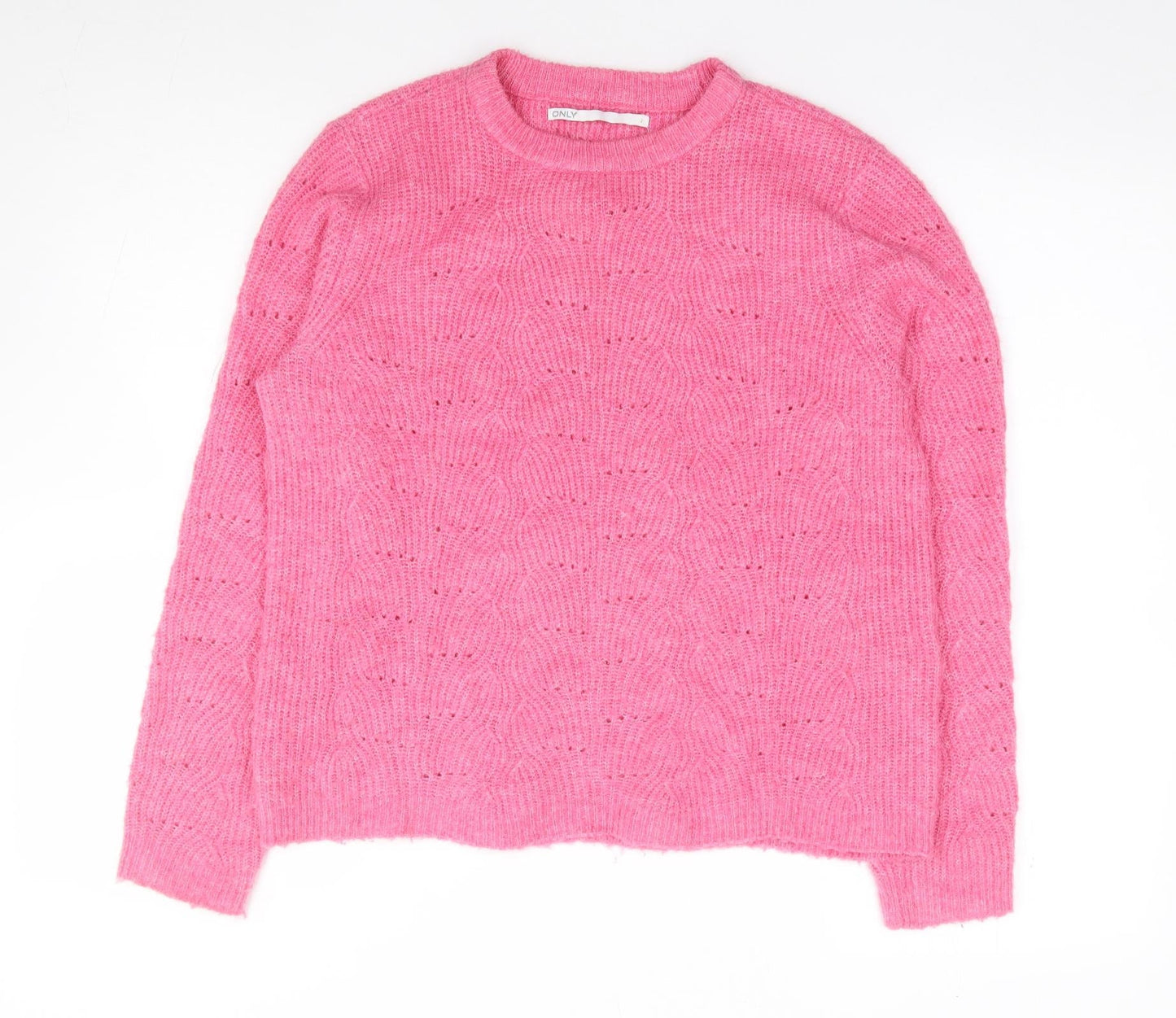 Only Womens Pink Crew Neck Polyester Pullover Jumper Size S