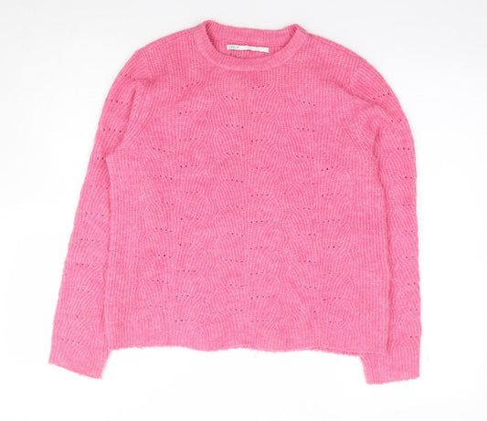 Only Womens Pink Crew Neck Polyester Pullover Jumper Size S
