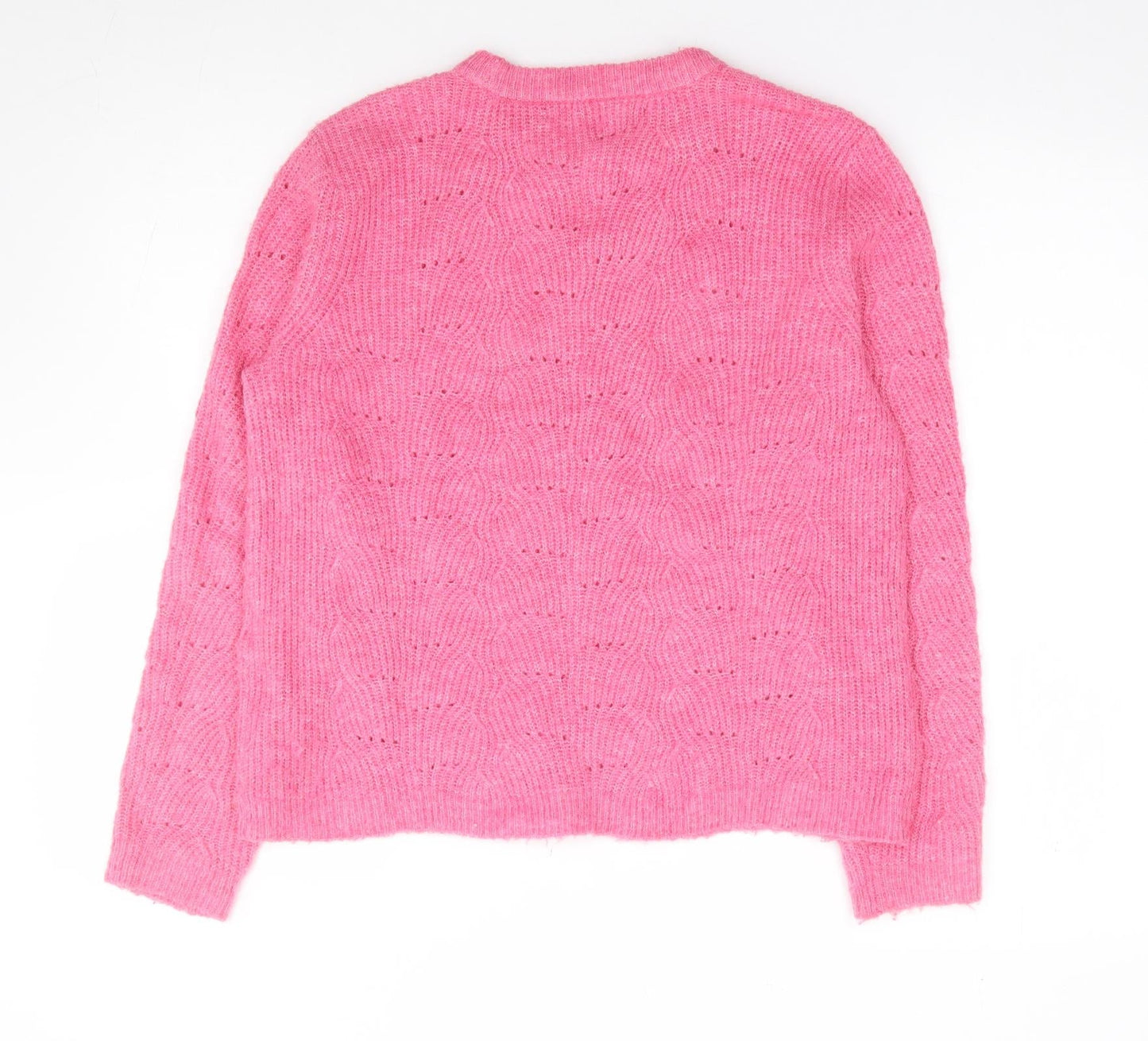 Only Womens Pink Crew Neck Polyester Pullover Jumper Size S