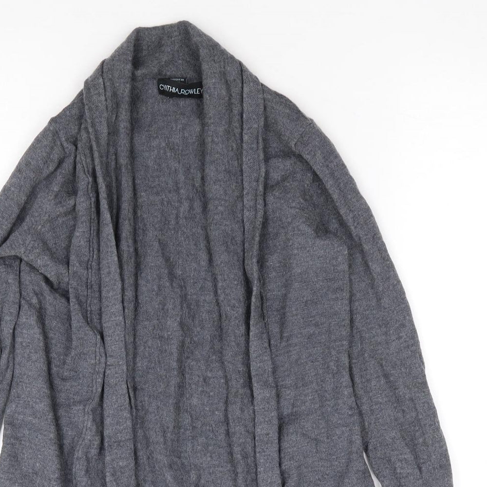 Cynthia Rowley Womens Grey V-Neck Wool Cardigan Jumper Size S