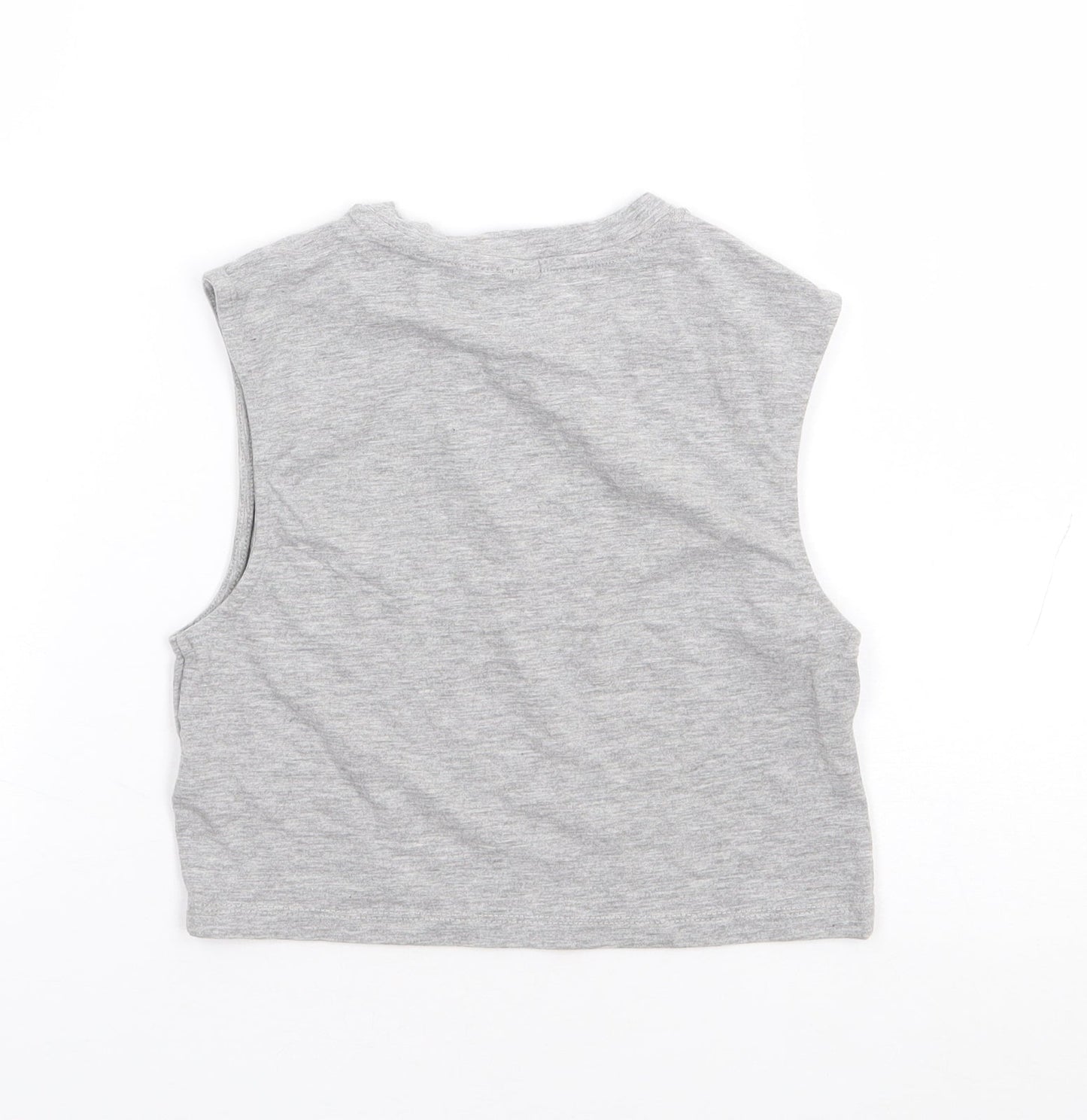 H&M Womens Grey Cotton Cropped Tank Size S Crew Neck