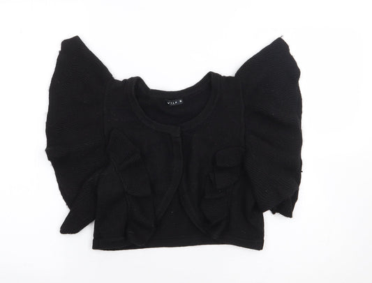 Vila Clothes Womens Black Round Neck Acrylic Shrug Jumper Size M