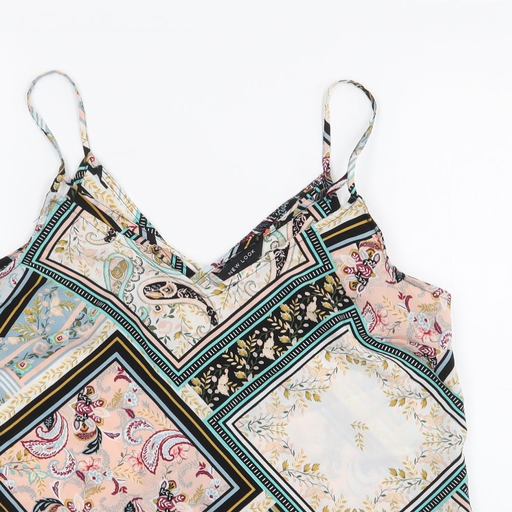New Look Womens Multicoloured Geometric Polyester Camisole Tank Size 10 V-Neck
