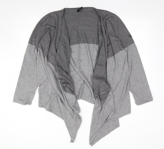 G Womens Grey V-Neck Rayon Cardigan Jumper Size L