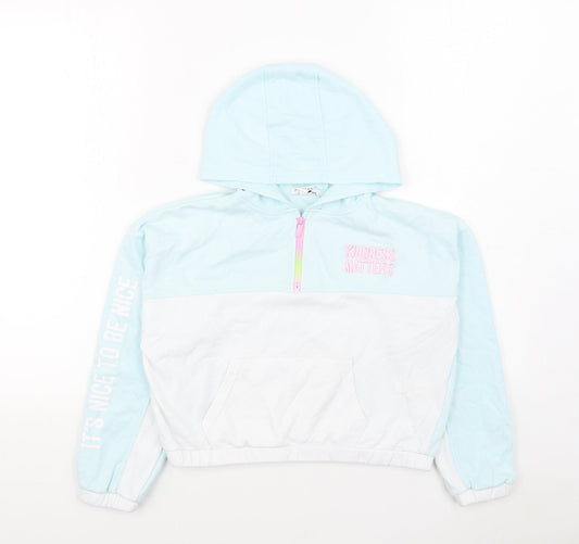 Primark Girls Blue Cotton Pullover Hoodie Size 10-11 Years Zip