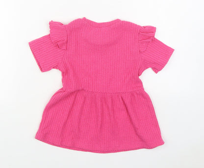 SHEIN Girls Pink Polyester Basic Blouse Size 6 Years Round Neck Pullover