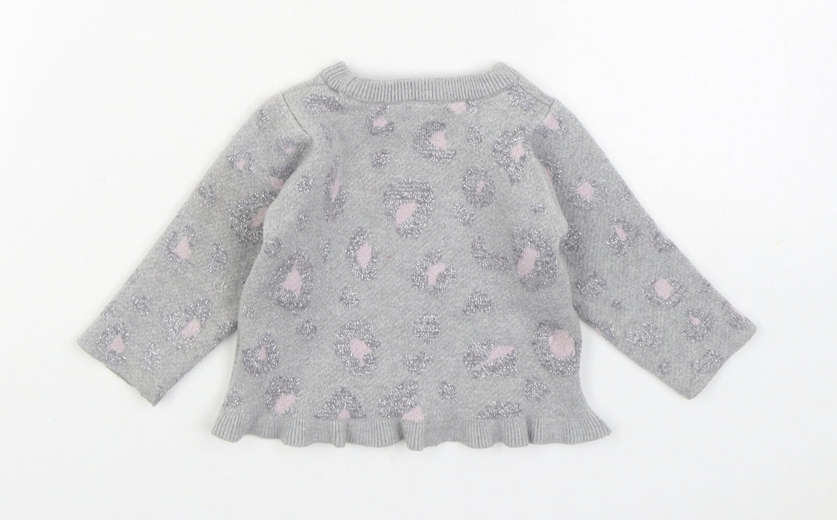 Dunnes Stores Girls Grey Geometric Viscose Pullover Jumper Size 3-6 Months Pullover