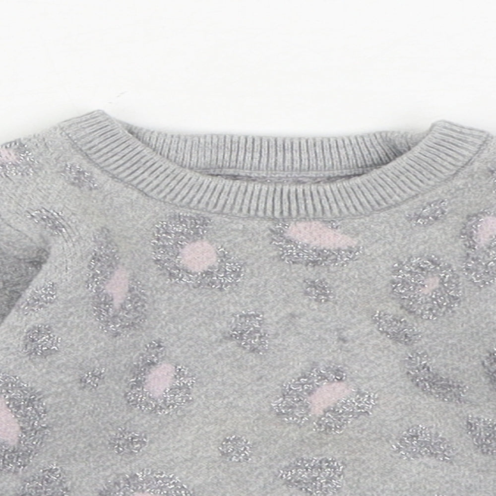 Dunnes Stores Girls Grey Geometric Viscose Pullover Jumper Size 3-6 Months Pullover