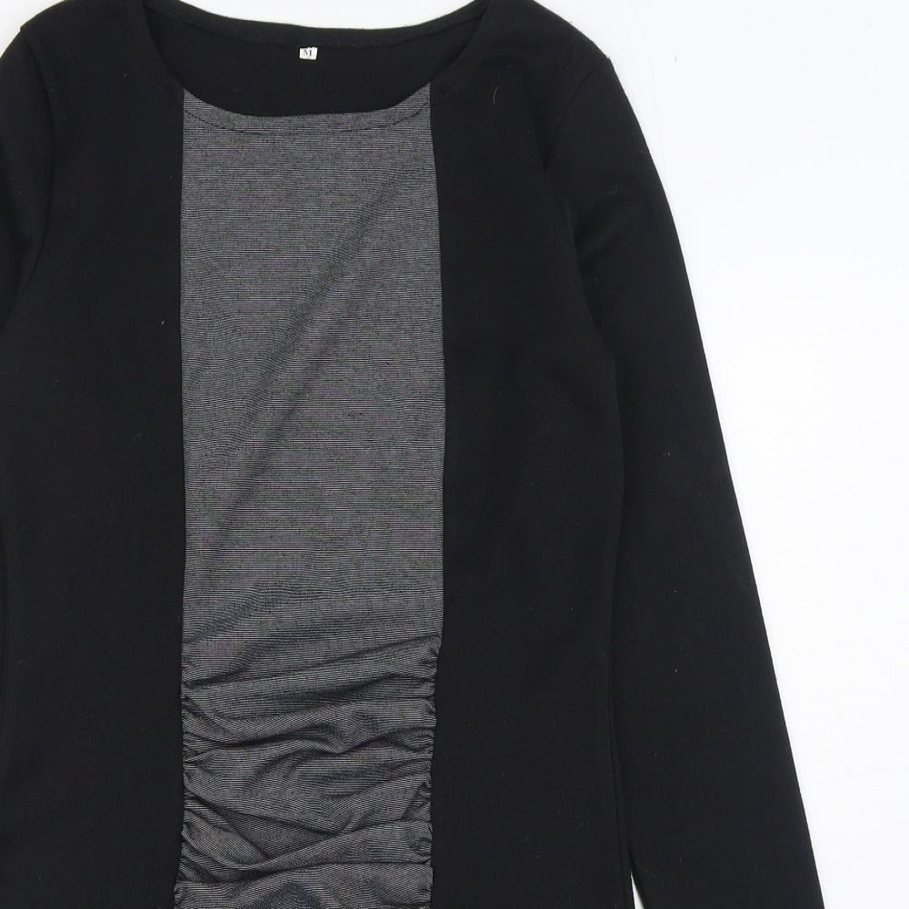 Preworn Womens Black Polyester Bodycon Size M Boat Neck Pullover