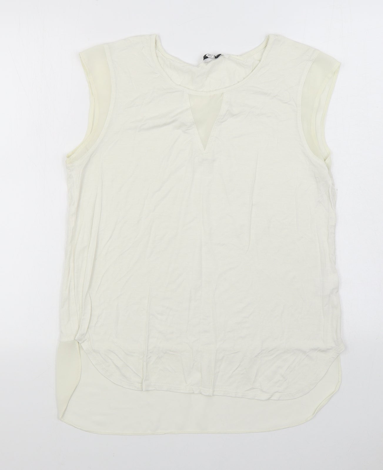 Rose & Olive Womens White Elastane Basic Blouse Size M Boat Neck